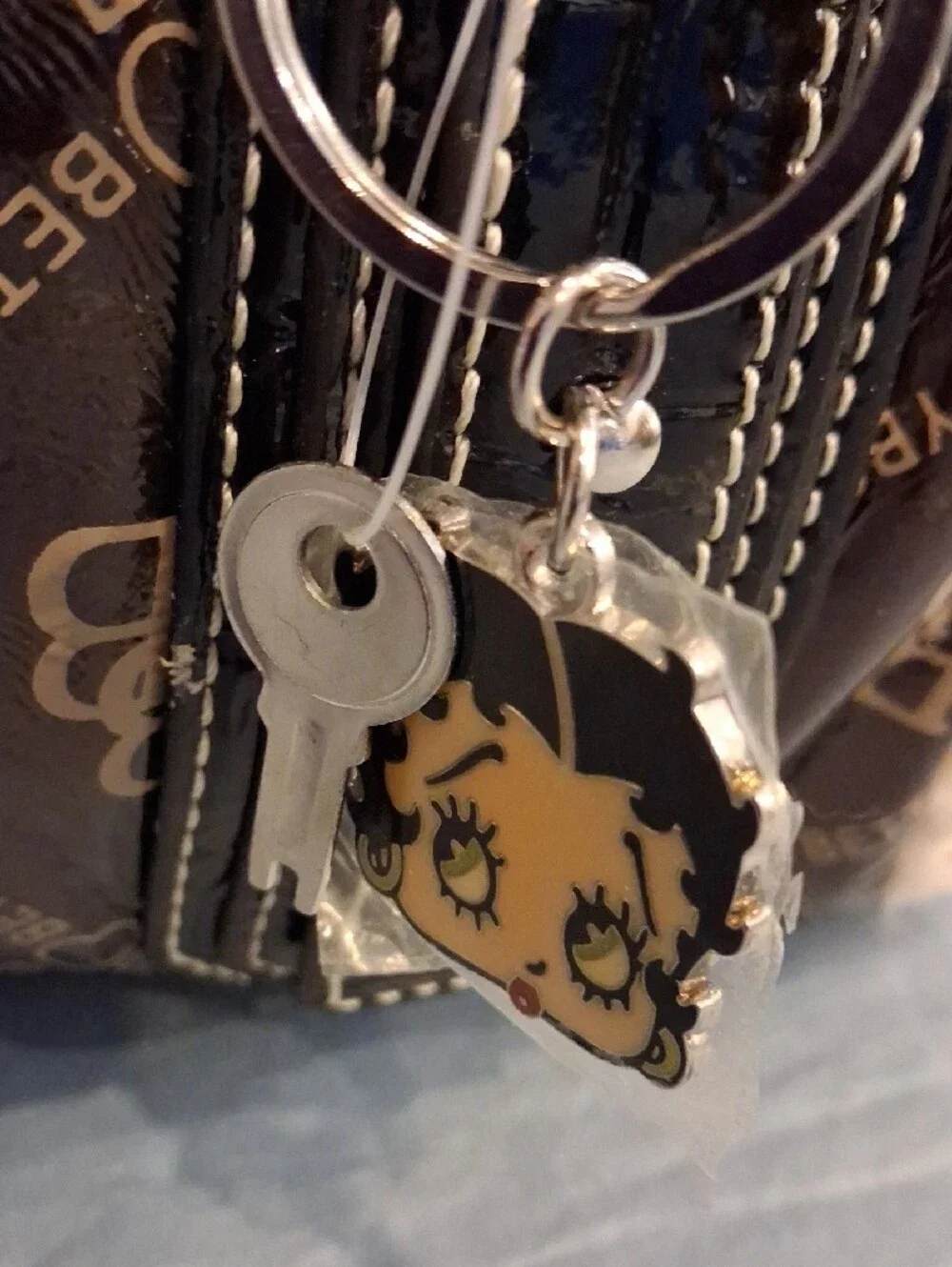 Vintage 2007 Betty Boop Brown Logo Bag Purse with Cream Trim Black Brown